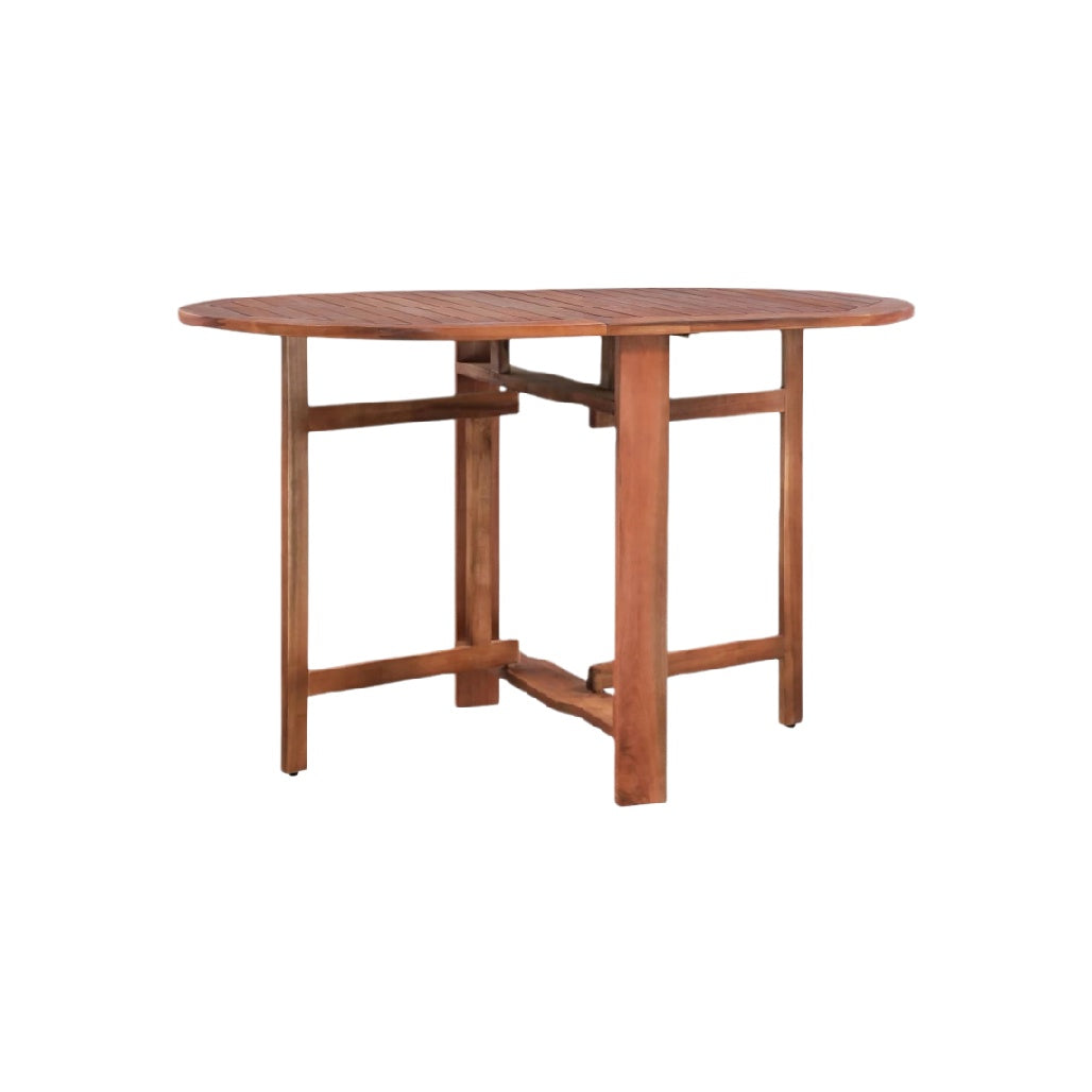 Table ronde pliante pour espace extérieur en bois dur - 120 x 120 x 75